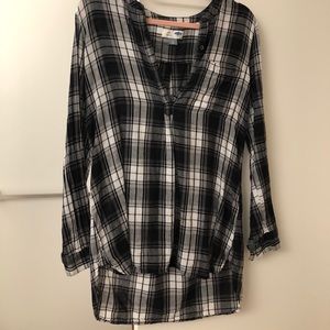 Long Flannel Patterned Blouse